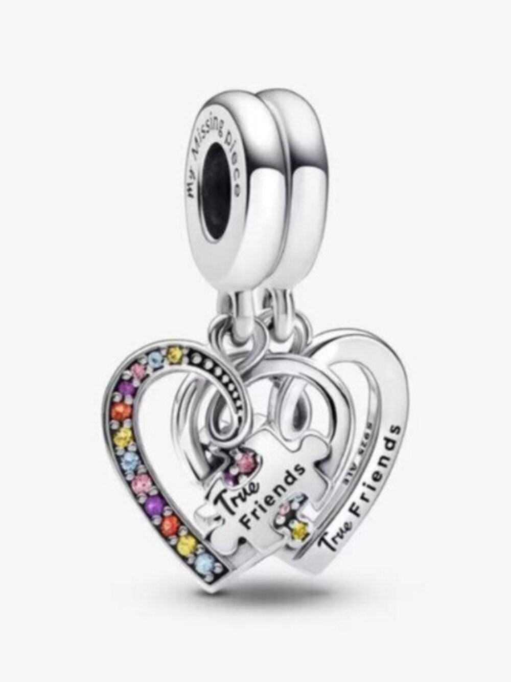Pandora Silver True Friends Heart Puzzle Charm with Multicolor Stones
